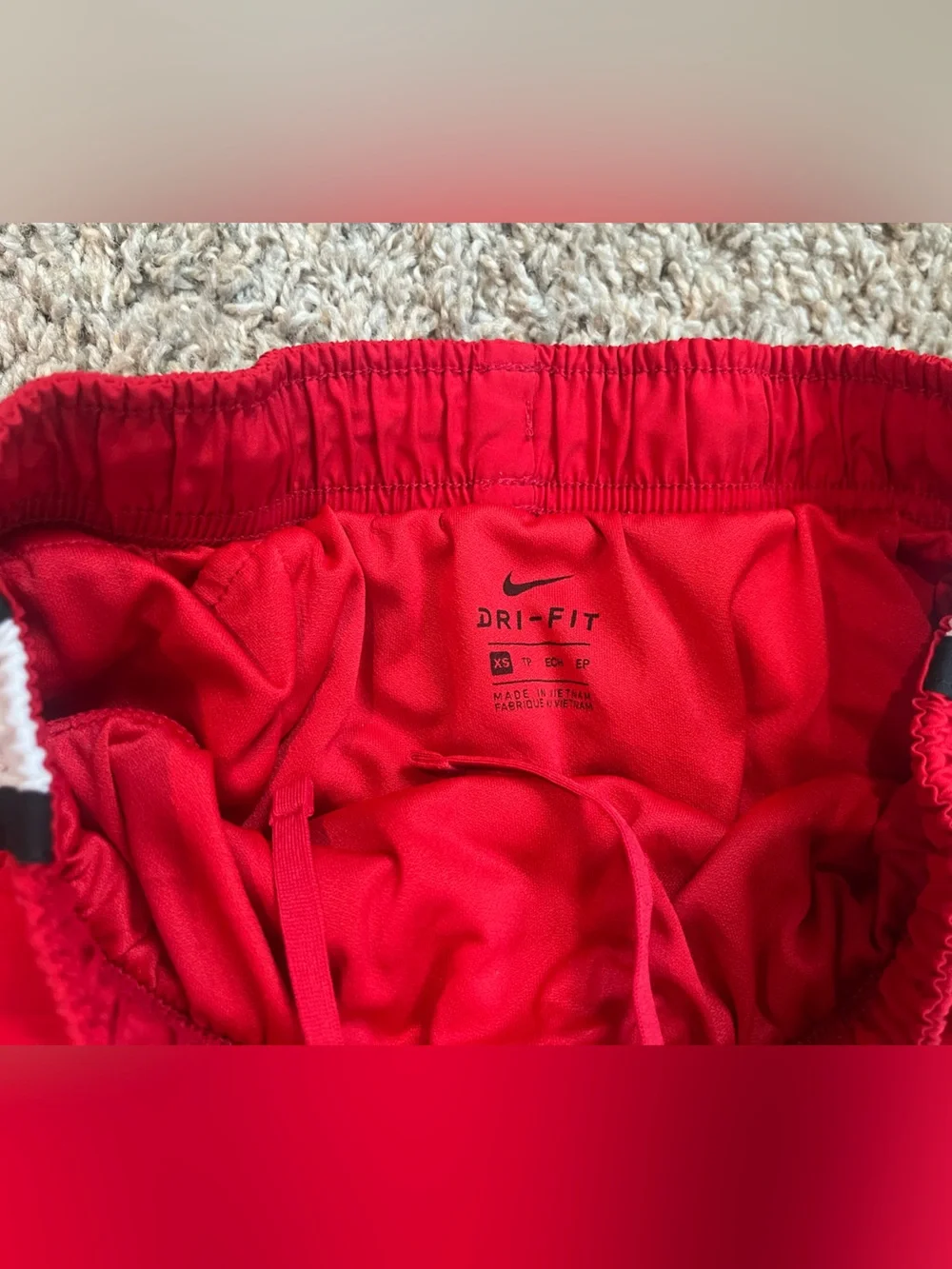 Nike Red Athletic Dri-FIT Training Shorts with White Trim - Picture 2 of 2